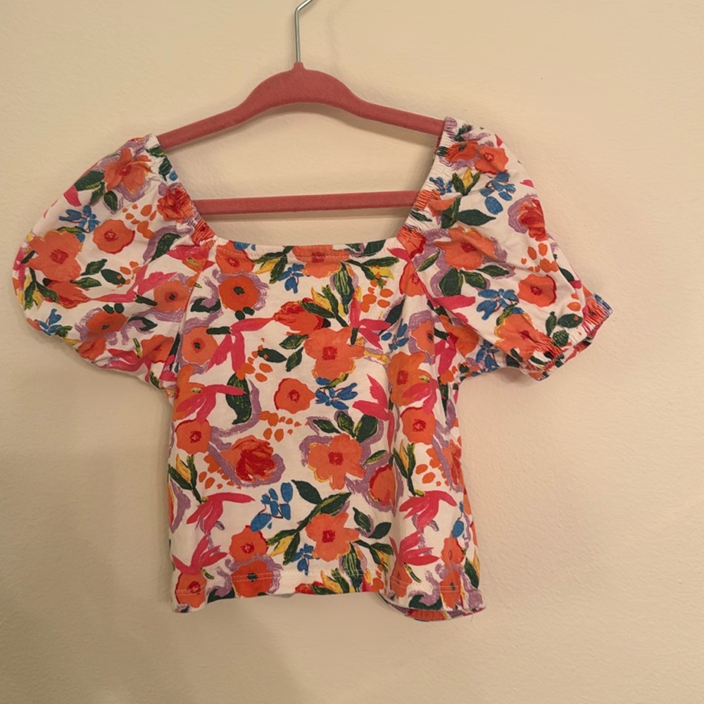 Zara girls puff sleeve top with back cutouts